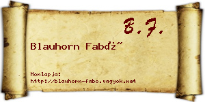 Blauhorn Fabó névjegykártya